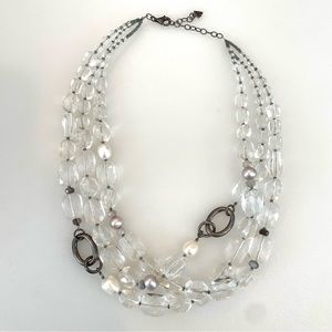 SILPADA White Heat Necklace Sterling Silver 925 Clear Quartz Pearl Agate